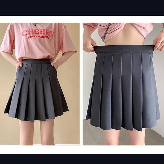 Юбка средней длины с эластичной резинкой на талии для женщин, летняя плиссированная юбка в карманном стиле для высокой талии, утягивающая короткая юбка, модная женская одежда