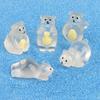 1Pc Luminous Polar Bear Miniatures Glow In The Dark Mini Polar Bear Figurines Diy Dollhouse Garden Flower Pots Micro Landscapes