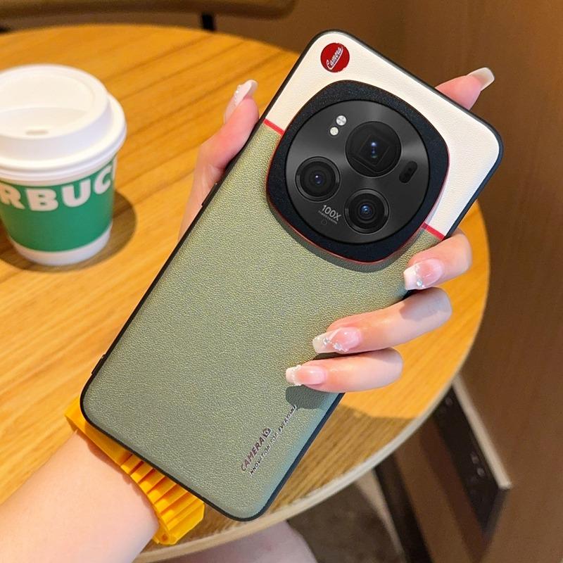 Luxury Dual Color Leather Case For Honor Magic 6 Pro Shockproof Full Body Cover Simple Faux Skin Phone Shell For Honor Magic 6