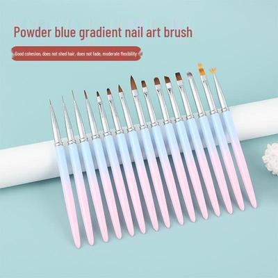 Набор кистей для градиентного нейл-арта из 14 штук: Кисти для гелевой терапии омбре в сине-розовых тонах для рисования линий и росписи