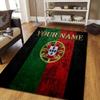 Custom Name Portugal National Football Team Flannel Pattern Square Carpet,Area Rug,Carpet Rug for Living Room Bedroom Sofa Playroom Decor,Non-slip Flo