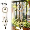 Handcrafted Vintage Style Decor Metal Wind Chimes with Bells And Wishing Bottle, Rustic Witch Hemp Rope Wood Ring, Bohemian Hanging Ornament