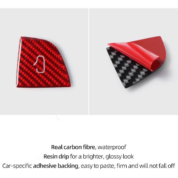 BETTERHUMZ Door Open Button Sticker for Tesla Model 3/Y Highland Juniper | 2024 2025 2026 Carbon Fiber Door Lock Switch Trim Interior Accessories