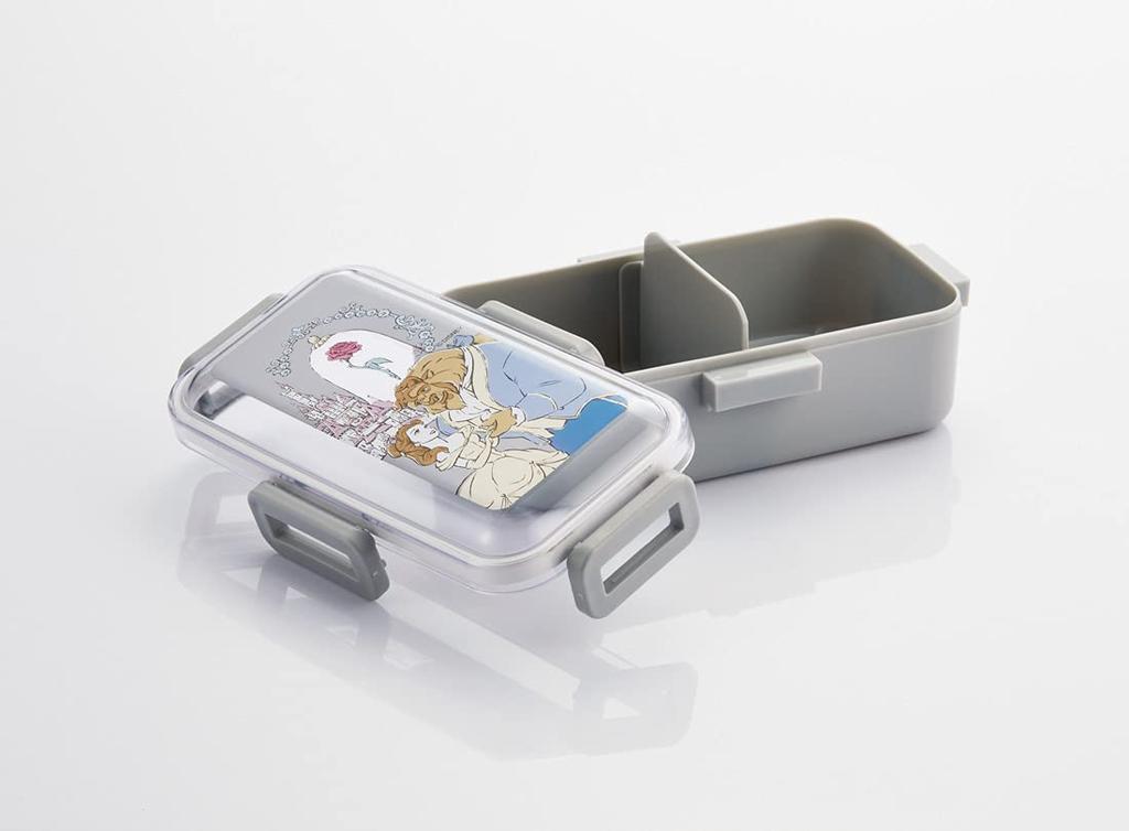 Skater Silver Ion Antibacterial Fluffy Dome Lid Bento Box 530ml Disney Beauty and the Ag+ Beast/Rose PFLB6AG-A