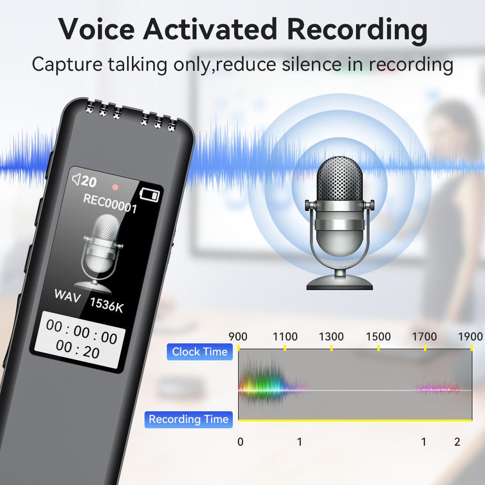 New Digital Voice Recorder Pen Portable Voice Activated Dictaphone Sound Recording Noise Reduction Long Time Recorder MP3 Player