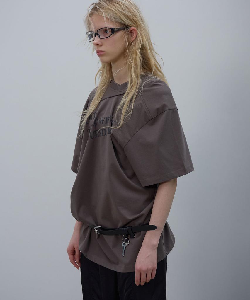 LCDC™ Draped Lettering Print T-Shirt (Brown)
