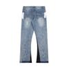 RogueWave High Street Washed Jeans Retro Personalized Straight-leg Splicing Flared Pants Trendy Denim Trousers