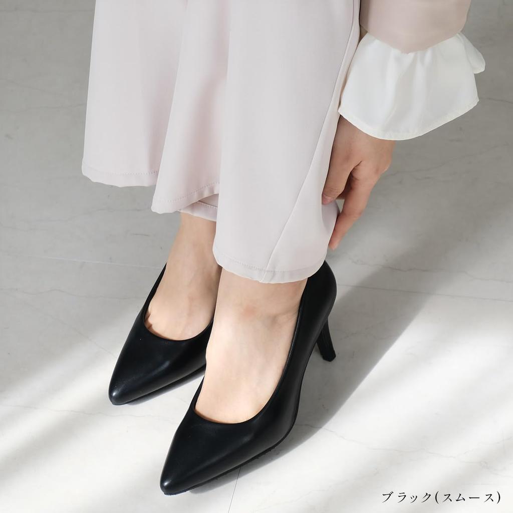 Туфли-лодочки для бега с острым носком, каблук 7 см, деловые туфли-лодочки CX1105 [AmiAmi] женские (черный (Гладкий; плавный), 23,5см - 24,0см)