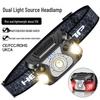 USB Rechargeable LED Headlamp with Sensor, Long Battery Life, High Brightness, Red Light Mode for Fishing, Cycling, and Outdoor Work