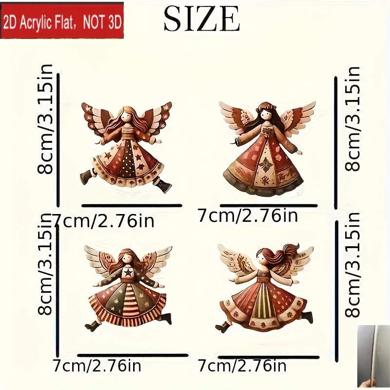 Vintage Wooden Angel Christmas Ornaments Set - Multi-Color Handmade Festive Decor (4 Pieces)