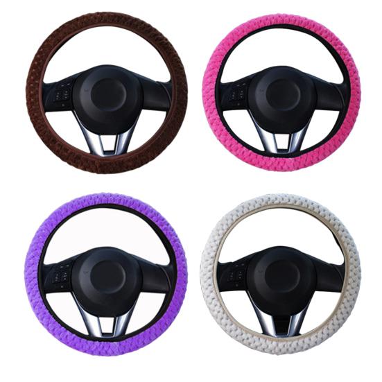 Стильный зимний теплый противоскользящий плюшевый защитный чехол на рулевое колесо автомобиля
