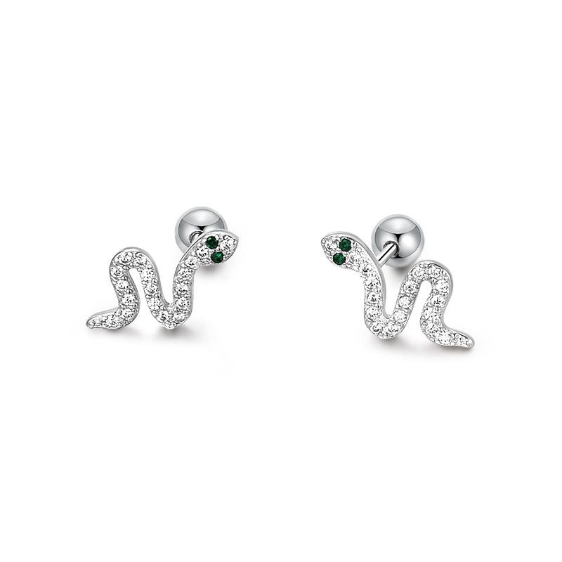 Инкрустированные бриллиантами змеиные винты-уши, косточки для ушей маленьких животных, гвозди, проколы ушей, украшение для ушей «Свежий ветер»