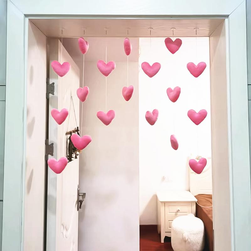 Hanging Door Curtains DIY Ornament Heart-shaped Self-adhesive Solid Color Home Decorations