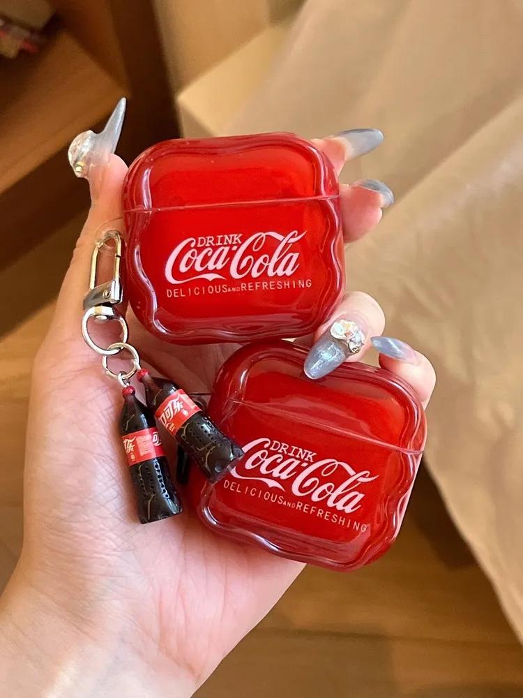 Coca-Cola Silicone Headphone Case with Two Mini Pendants for AirPods 5 and AirPods 4 Protective Case