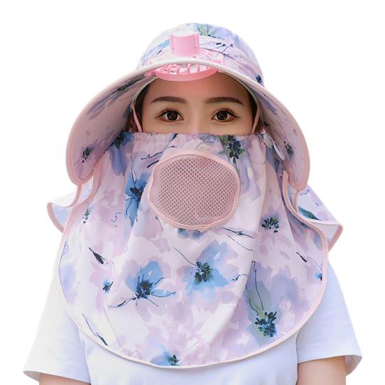 Шляпа от солнца унисекс с лицевой передней крышкой Защита лица и шеи USB-регулировка трех передач Электрический вентилятор Полая сетка Анти-УФ Складной солнцезащитный крем Дышащий