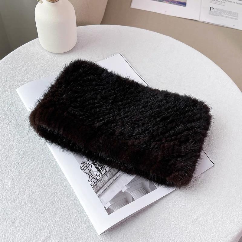 Elegant Women's Hand Knitted Rabbit Fur Breathable Animal Print Scarf Braided Collar Headband Short Winter Warm Snood Elastic