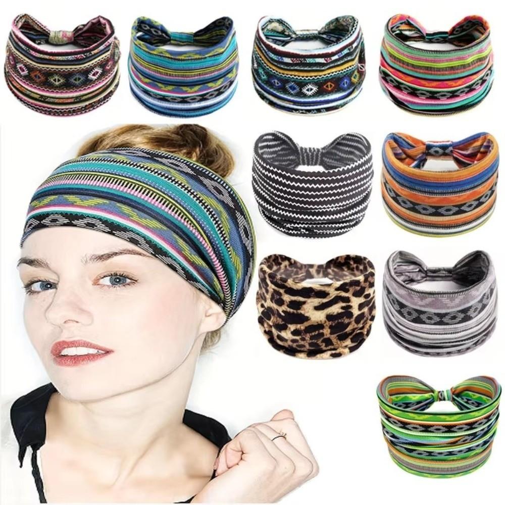 Широкие повязки на голову Boho, эластичный принтованный платок на голову, новая мягкая бандана для йоги
