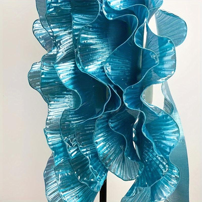 2 ярда/182 см металлическая глянцевая плиссированная волнистая кружевная лента с рюшами и 3D плиссированным краем с рюшами