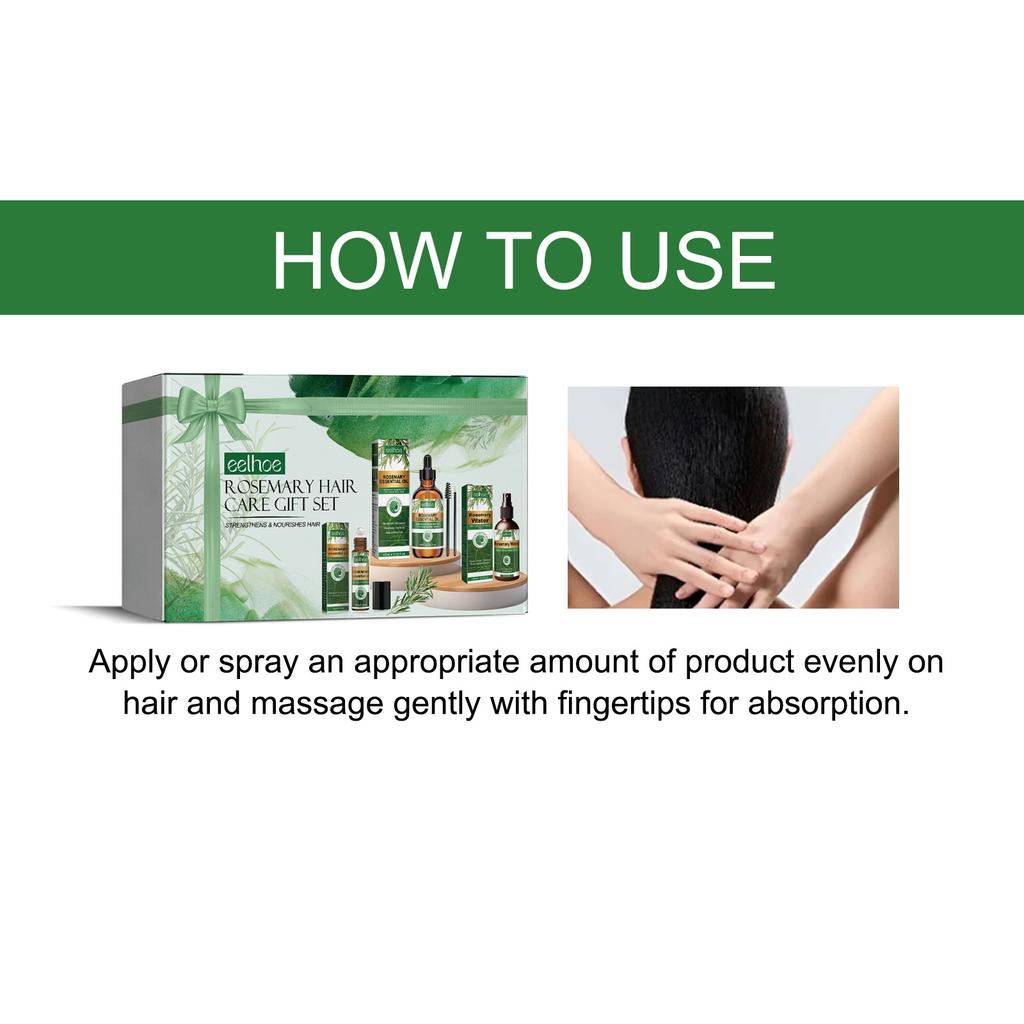 EELHOE Rosemary Hair Care Nourishes Hair, Makes It Soft, Voluminous, Strong, and Moisturizes Hair Roots - Hair Care Gift Set