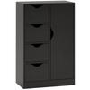 Storage Cabinet Sideboard With 1 Door And 4 Drawers Wooden For Living Room Kitchen Entryway Dining Room Black