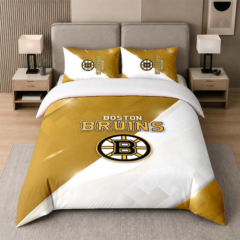 3 шт. Комплект постельного белья Boston Bruins Мягкая простыня и две наволочки Декор для спальни дома