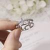 Double Cross Rings for Women Minimalist Cubic Zirconia Rose Gold Finger Accessories Female Jewelry Large Size R758