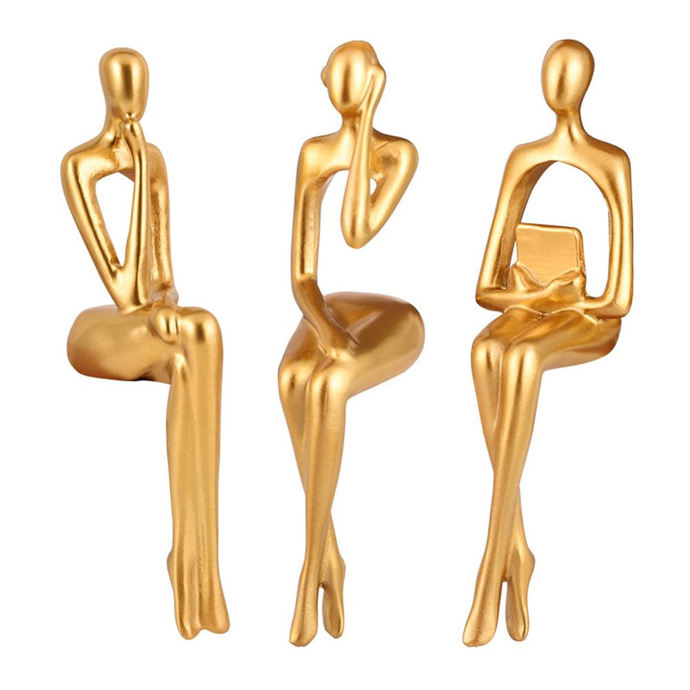 3pcs Abstract Thinker Statue Sculpture Resin Crafts Home Decoration Accessories For Living Room Bedroom