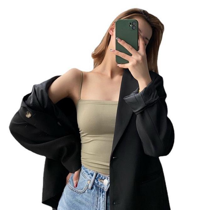 Летний женский однотонный топ-майка с нагрудными вкладышами - красивый топ-бандо со спинкой