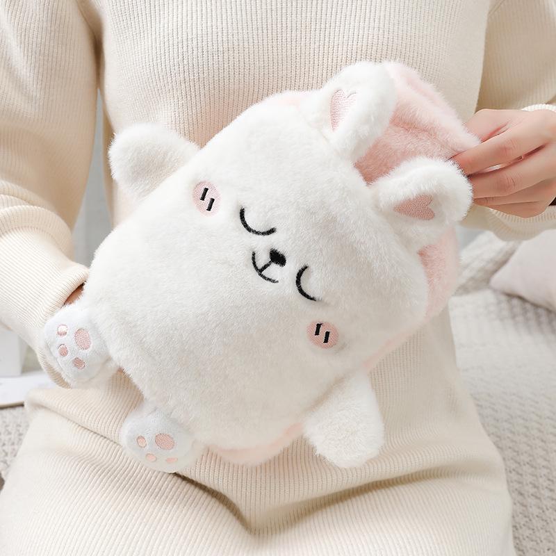 Plush Hand Warmer: Cozy, Explosion-Proof Hot Water Bottle with Washable Cover for Autumn & Winter.