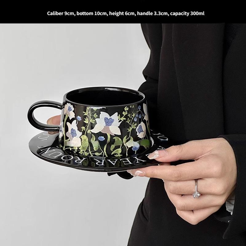 Ретро-стиль акварели, модный домашний керамический кофейный набор с чашкой и тарелкой