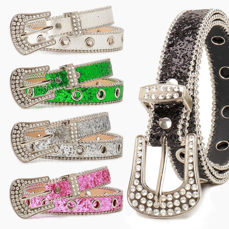 Новый европейский и американский женский ремень с пряжкой-булавкой с водяными бриллиантами, модный и персонализированный для джинсов, женский ремень, ремень для горячей девушки для женщин