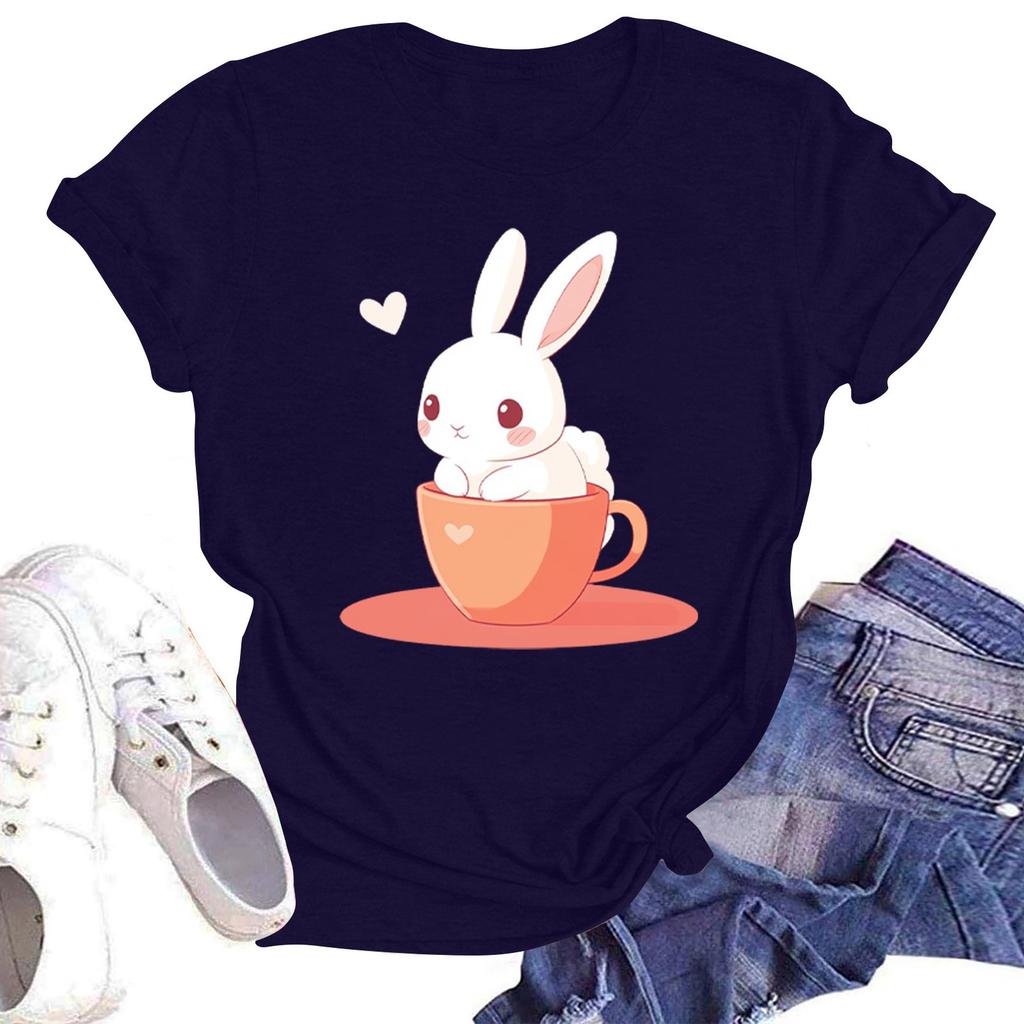 Женская повседневная футболка с круглым вырезом и короткими рукавами с принтом