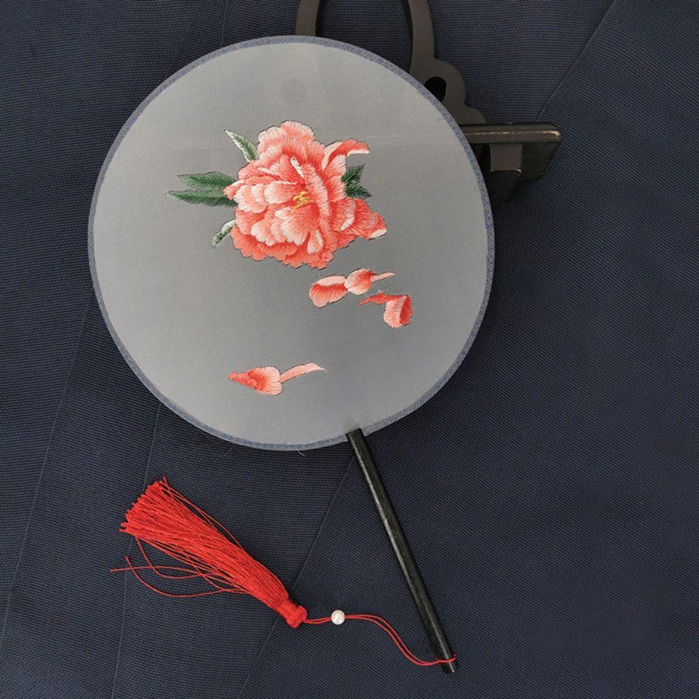 Chinese Style Chinese Style Fan with Pendant Silk Fan HanFu Embroidery Fan  Home Decor