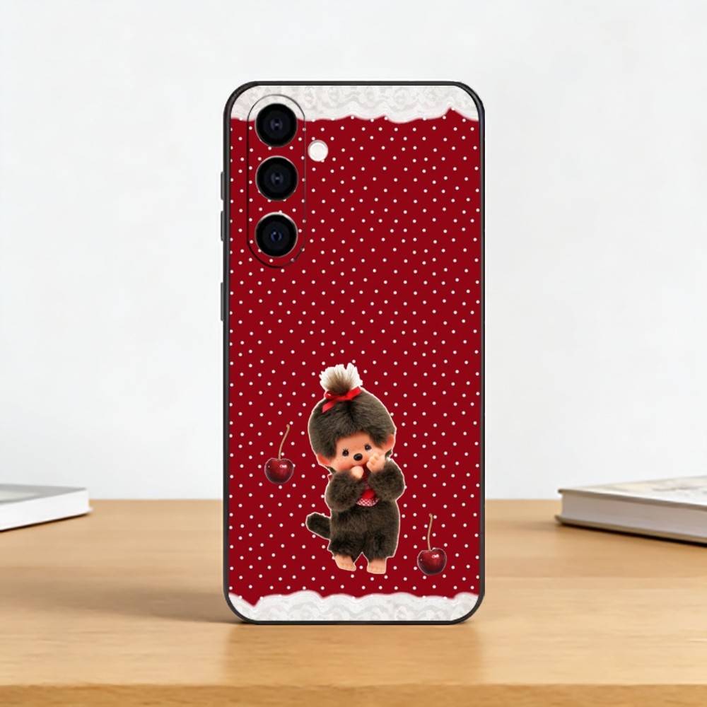 Cute M-Monchhichi Phone Case For Samsung Galaxy A73,A72,A71,A70,A53,A52,A51,Soft Silicone Black Cover