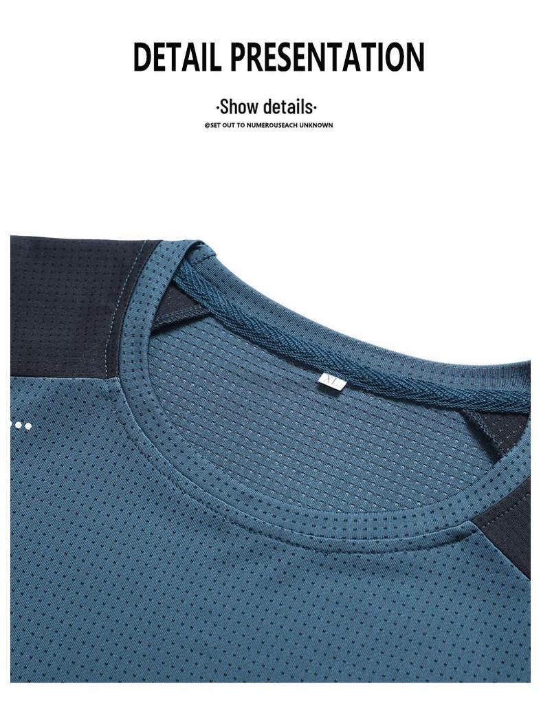 Men's Quick-Drying Short-Sleeve T-Shirt, Ice Silk, Elastic, Plus Size, Outdoor Sports, Casual Wear