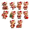 2D Flat Wood Deer Decorations Christmas Elk Ornaments, Wooden Cute Reindeer Hanging Decoration, Cartoon Lightweight Animal Ornaments Pendants with Hat