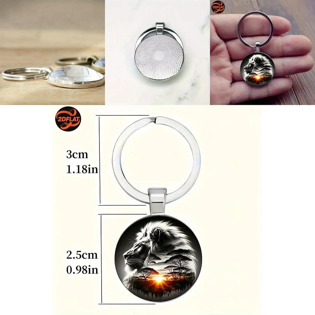 Lion Pattern Pendant Keychain With Silver Zinc Alloy For Festive Gift Ideas