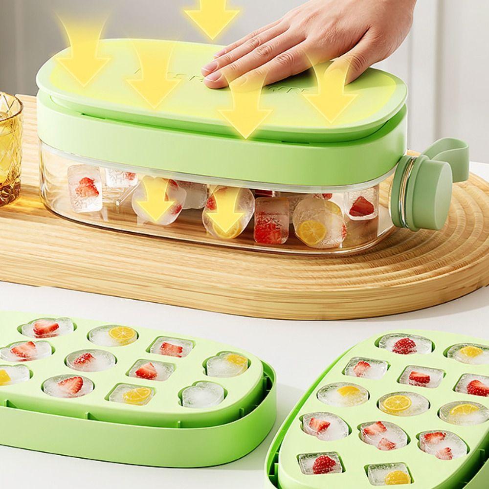 2 in 1 Ice Cube Water Bottle Press Type Ice Cube Molds Multi-Function Ice Maker  Summer Use