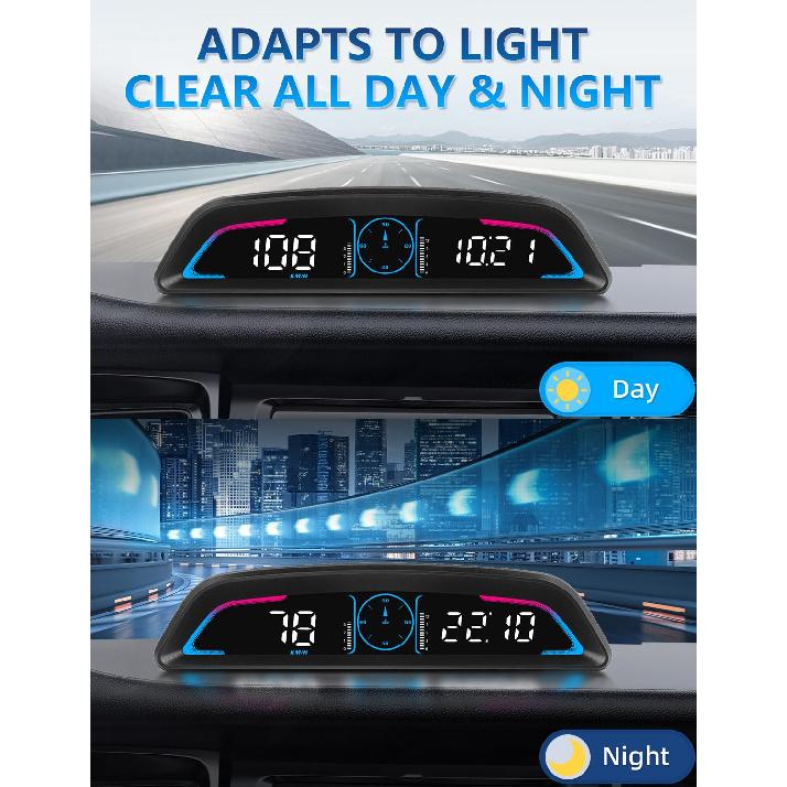 OBD2 Speedometer Digital Multifunctional HUD for Sedan Car 2008+ | OBD2 Guage Display with RPM, TRIP, Time, Volt, Water Temp, Fuel Consumption,