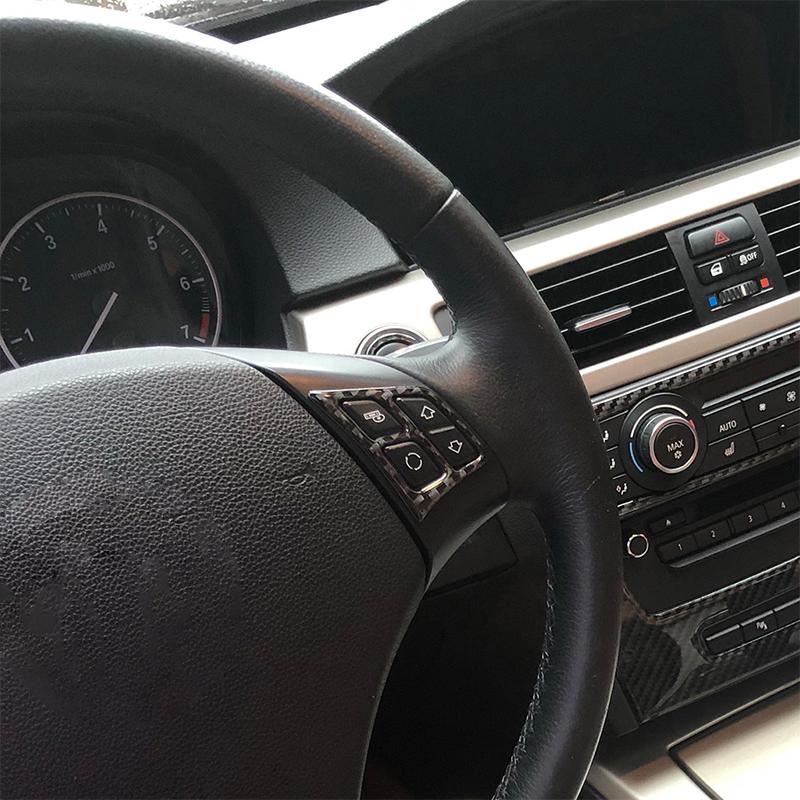 Для BMW E90 E92 E93 3 серии 2005-2012 2 шт., рамка из настоящего углеродного волокна, декоративная рамка на руле автомобиля