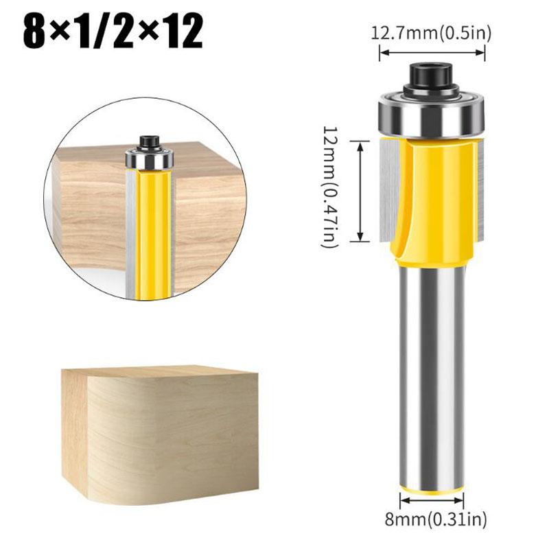 8mm Shank Lengthened Trimming Cutter Belt Bearing Straight Cutter Trimming Router Bit Slotting Burr Cutter Head Trimming Cutter