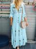 Women's Maxi Dress V-Neck Half Sleeve Multicolor Printed Long Dress Boho Dress