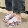 Women's Fashion Beach Bread Slippers 2024 Summer New Korean Version Versatile Comfortable Casual Thick Soled Elevated Sandals