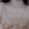 Блестящая Модная Алмазная Цепочка на Ключицы Цепочка на Тело Отделка Сверкающий Алмазный Кулон Нишевое Кисточка Ожерелье Грудная Цепочка Модные Женщины
