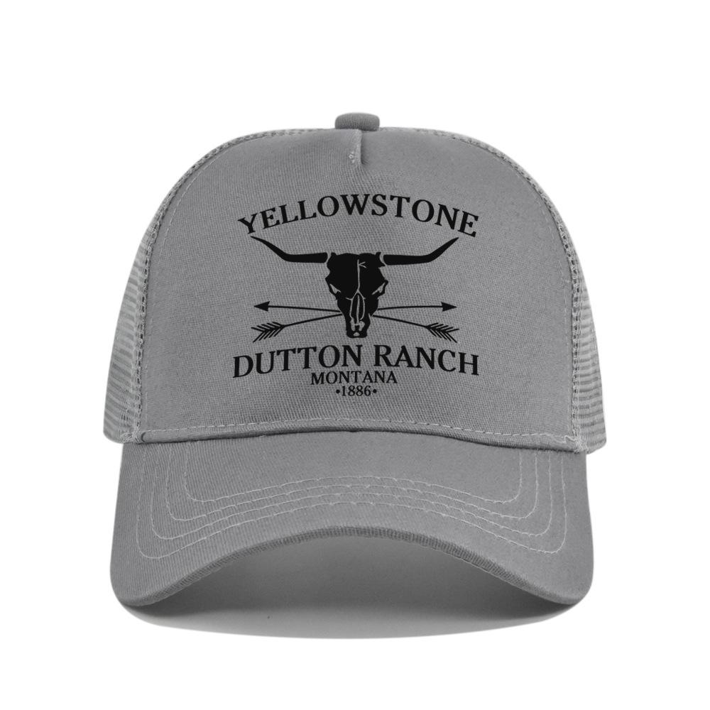 Cotton Front Mesh Back Trucker Cap, Bull Skull Print Adjustable Snapback Baseball Hat Unisex Western Style Outdoor Sports Sun Hat