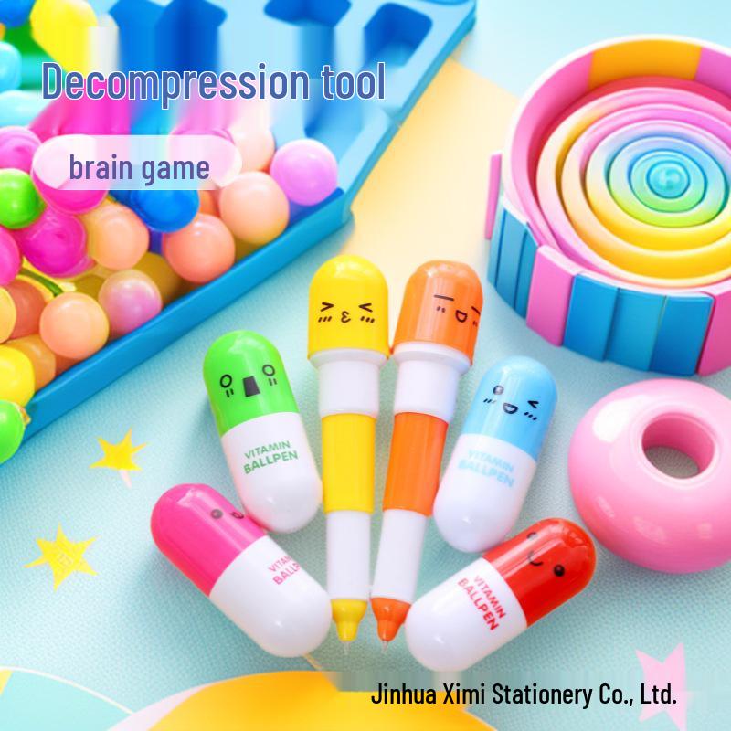 Retractable Cartoon Capsule Pen - Cute Mini Ballpoint for Children and Students