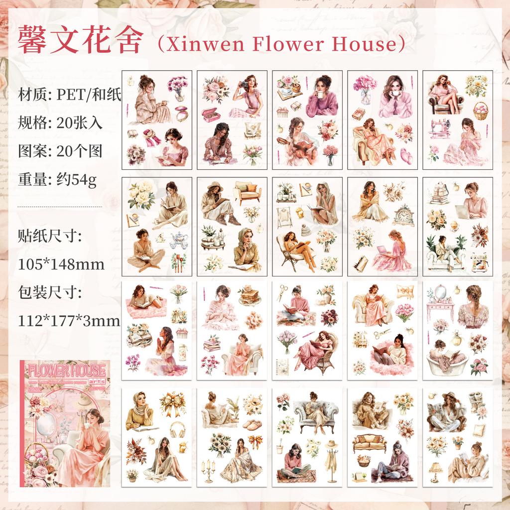 20 pcs Creative Cartoon PET Sticker Book for Journaling Cute Character Decals, Waterproof Scrapbooking Supplies