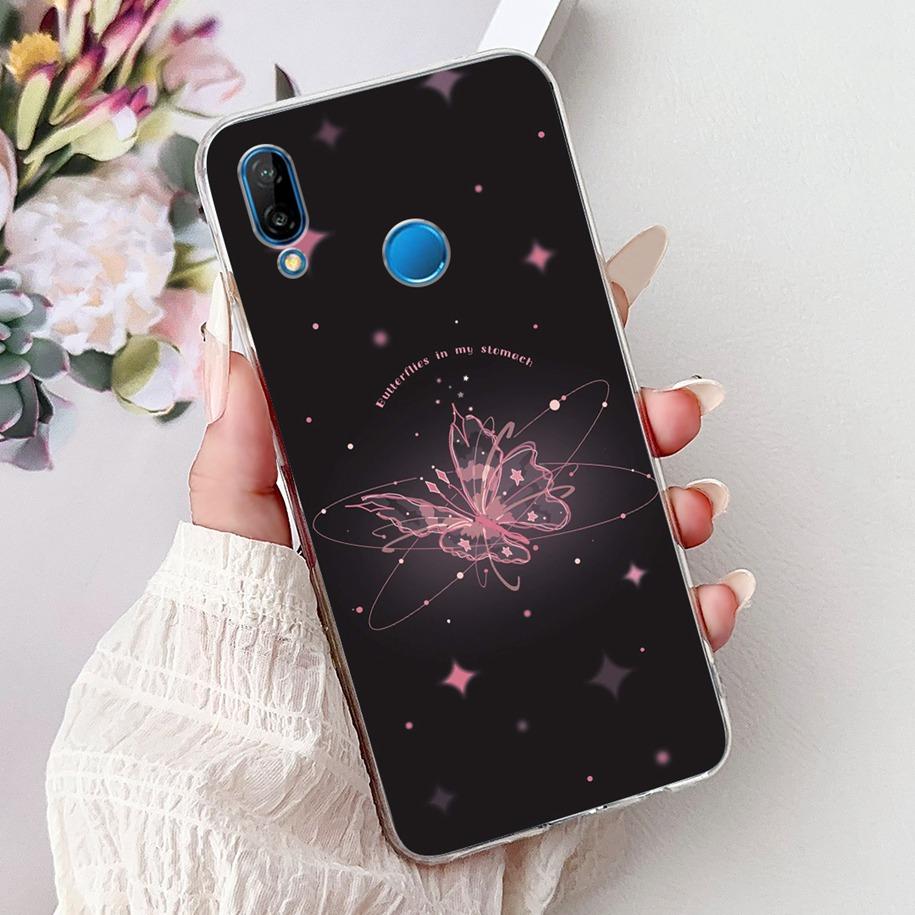 For Huawei P20 Lite Case Popular Flower Butterfly Soft Clear Silicone Phone Back Cover For Huawei P20Lite Nova 3e ANE-LX1 Bumper