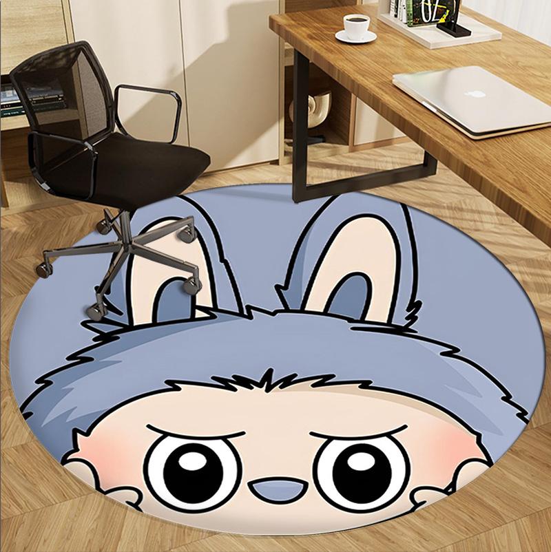 Labubu Pattern Round Rug, Indoor/Outdoor Mat, for Picnic, Gameroom, Bedroom, Office, Living Room, Home Decor Carpet, Birthday Gift