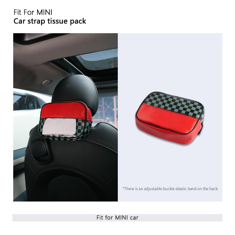 1PC Car Leather Tissue Box For Mini All Series Car Seat Backrest Hanging Tissue Box Armrest Box Car Interior Accessories